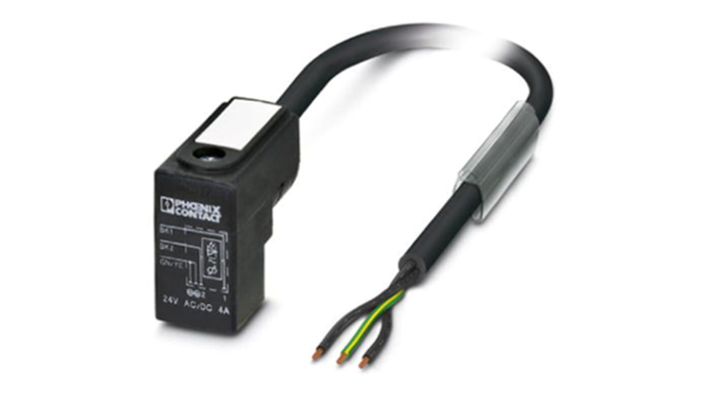Phoenix Contact 3 way DIN 43650 Form C to 3 way Unterminated Sensor Actuator Cable, 1.5m