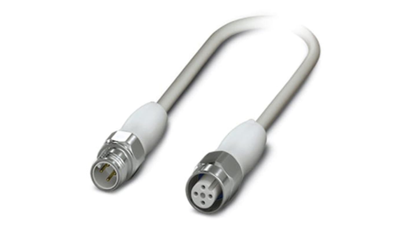 Cable de conexión Phoenix Contact, con. A M12 Macho, 4 polos, con. B M12 Hembra, 4 polos, cod.: A, long. 1.5m, 250 V,