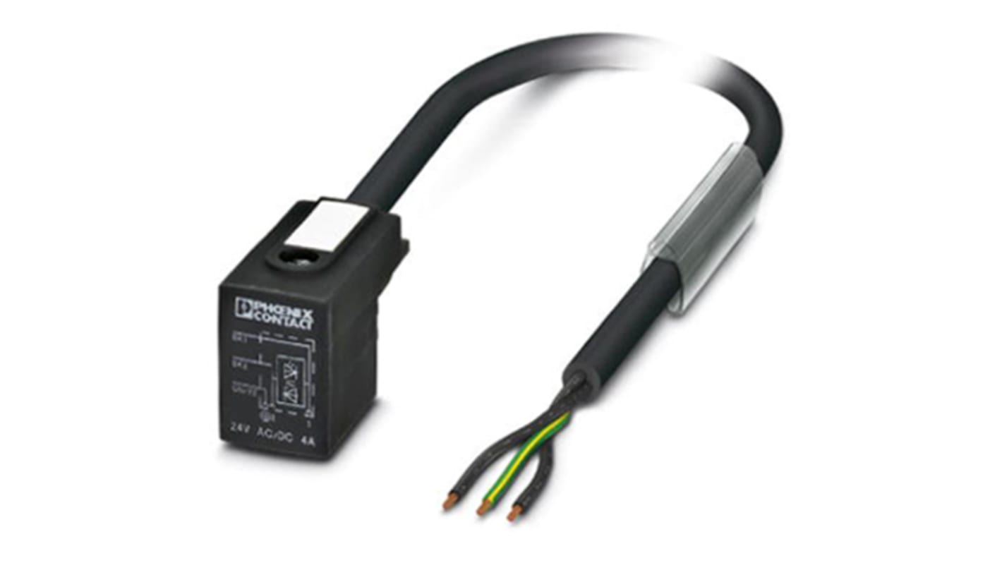 Phoenix Contact 3 way DIN 43650 Form B to 3 way Unterminated Sensor Actuator Cable, 1.5m