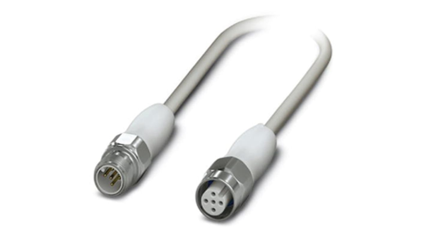 Cable de conexión Phoenix Contact, con. A M12 Macho, 5 polos, con. B M12 Hembra, 5 polos, cod.: A, long. 1.5m, 60 V, 4