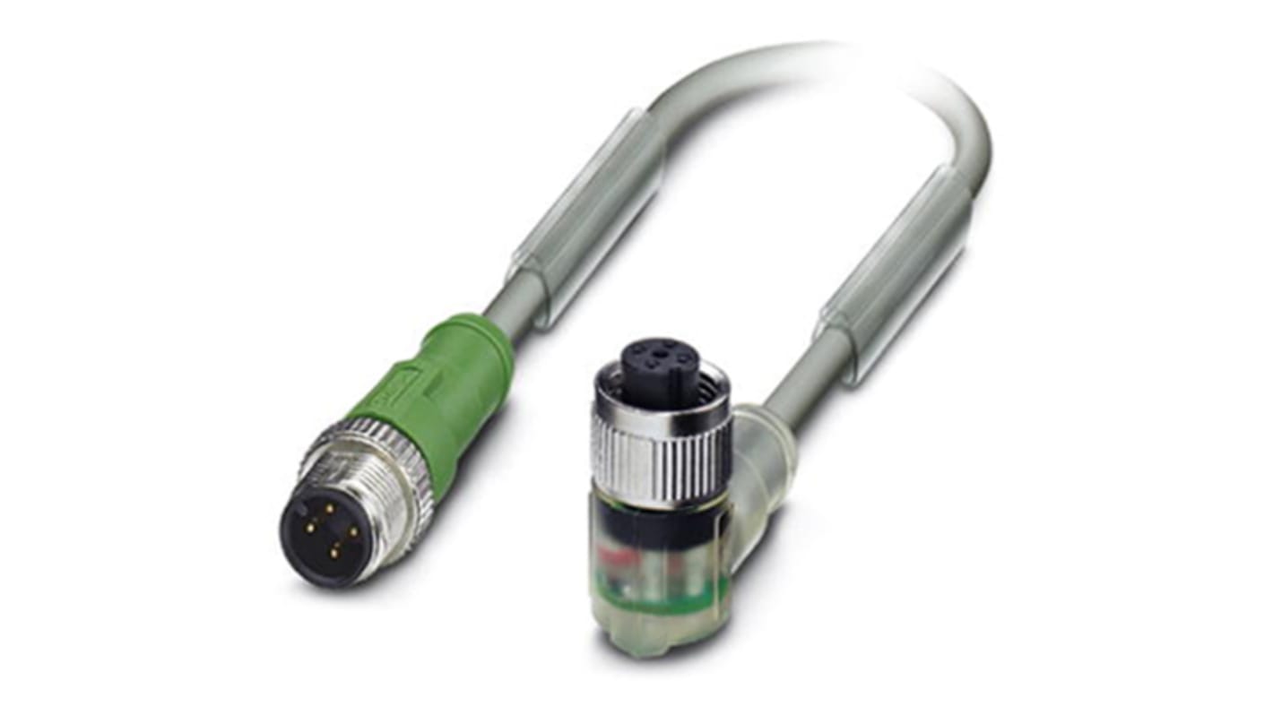 Cable de conexión Phoenix Contact, con. A M12 Macho, 4 polos, con. B M12 Hembra, 4 polos, cod.: A, long. 1.5m, 24 V, 4