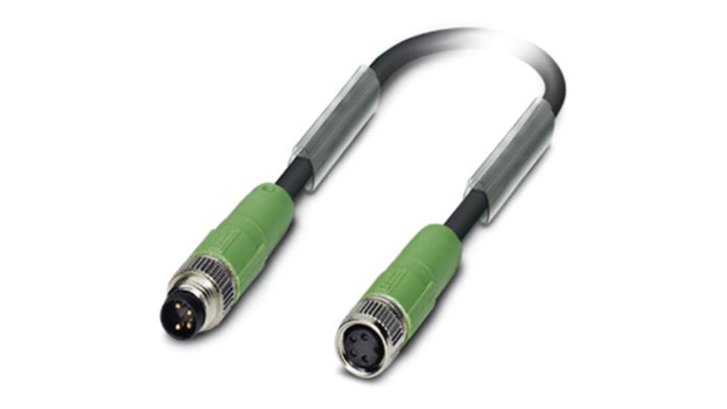 Cable de conexión Phoenix Contact, con. A M8 Macho, 4 polos, con. B M8 Hembra, 4 polos, long. 1.5m, 30 V, 4 A, IP65,