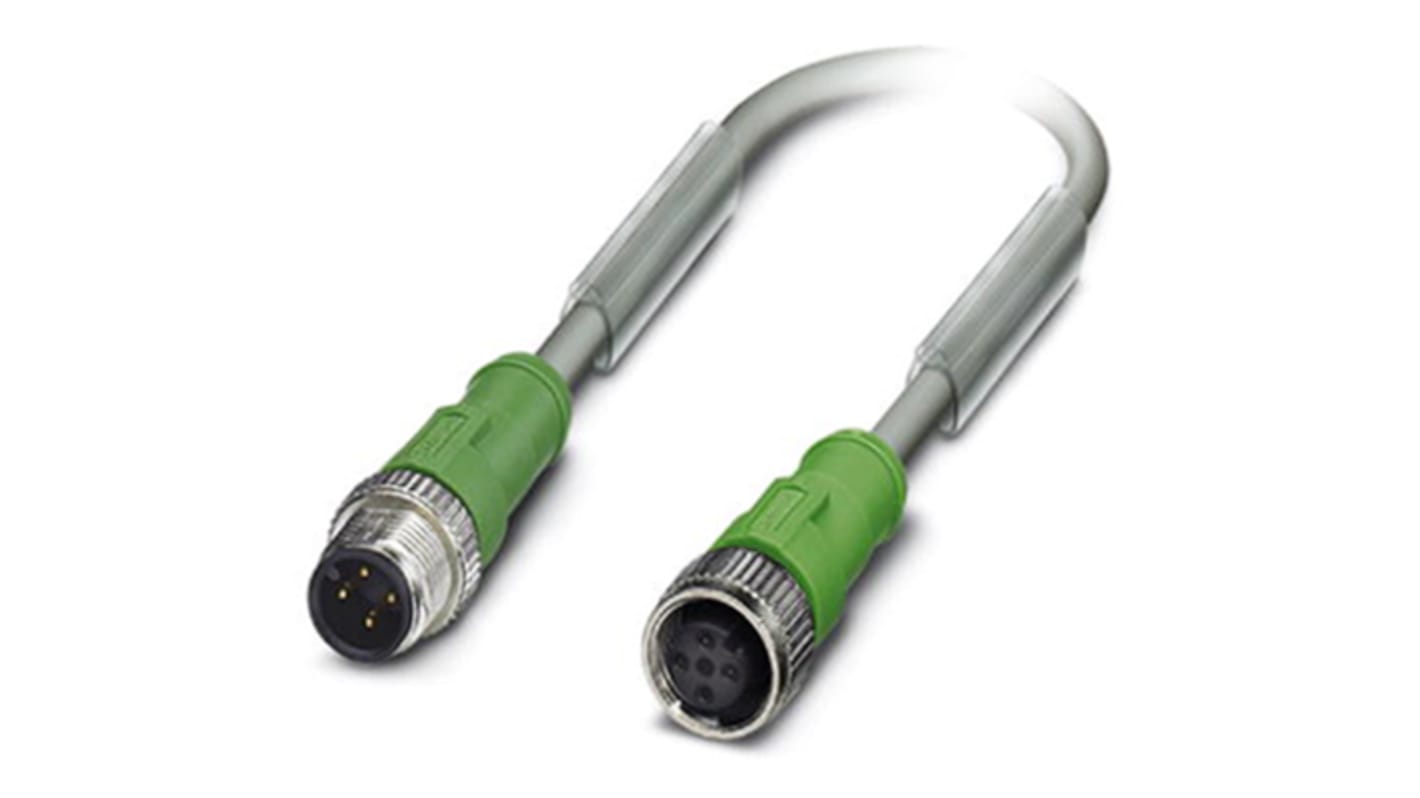 Cable de conexión Phoenix Contact, con. A M12 Macho, 4 polos, con. B M12 Hembra, 4 polos, cod.: A, long. 1.5m, 250 V,