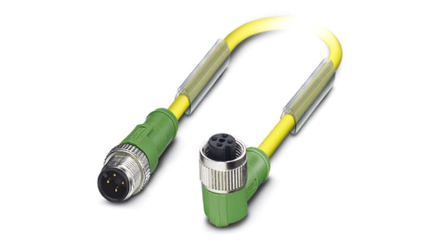 Cable de conexión Phoenix Contact, con. A M12 Macho, 4 polos, con. B M12 Hembra, 4 polos, cod.: A, long. 1.5m, 4 A,