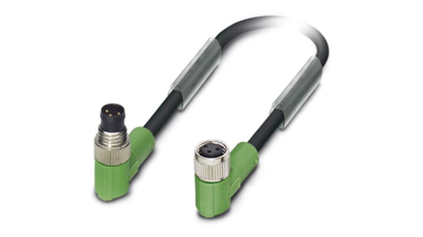 Cable de conexión Phoenix Contact, con. A M8 Macho, 3 polos, con. B M8 Hembra, 3 polos, long. 3m, 60 V, 4 A, IP65,