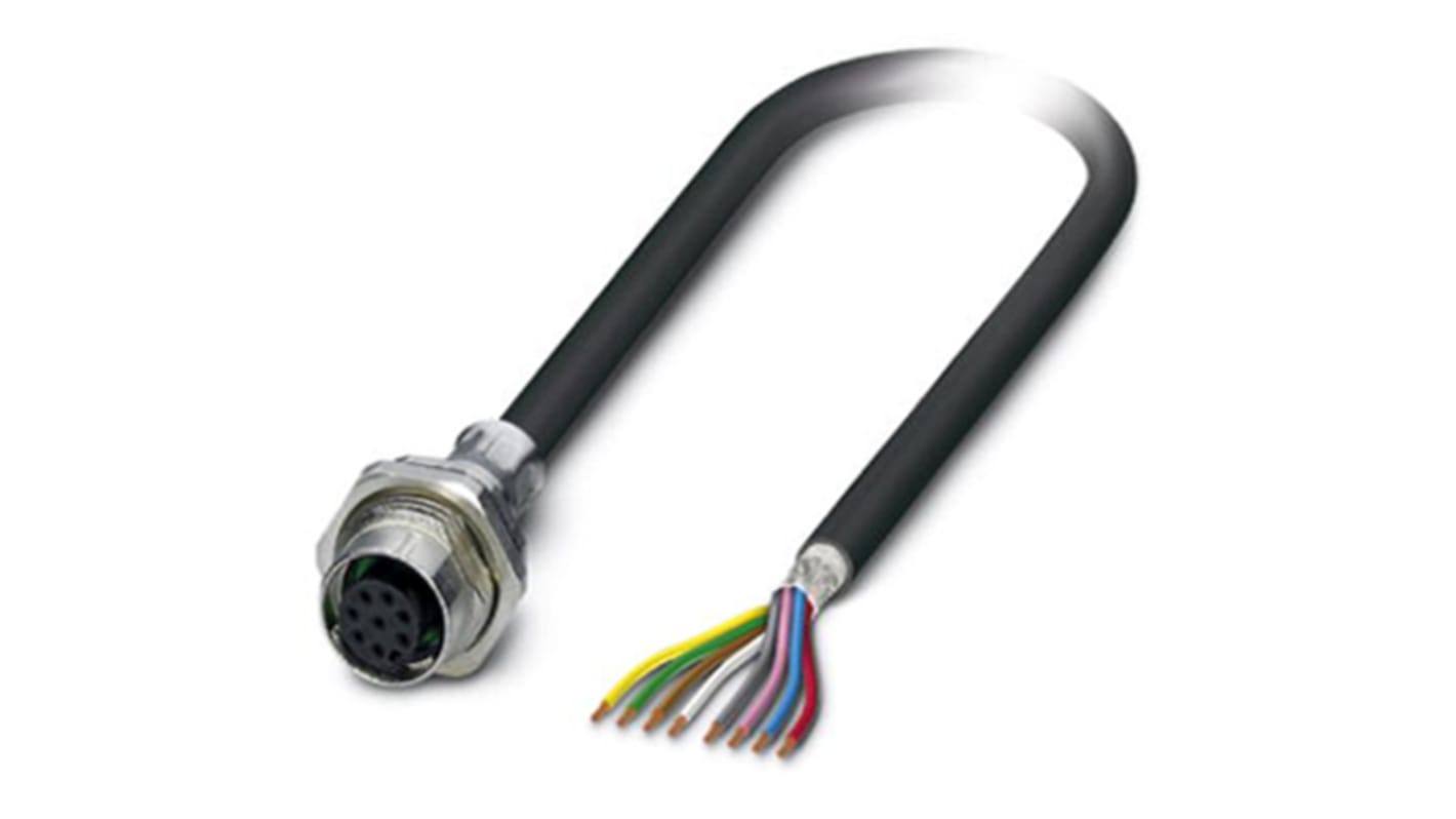 Cable de conexión Phoenix Contact, con. A M12, 8 polos, con. B M12, 8 polos, long. 1m, 30 V, 2 A, IP65, IP67, IP68