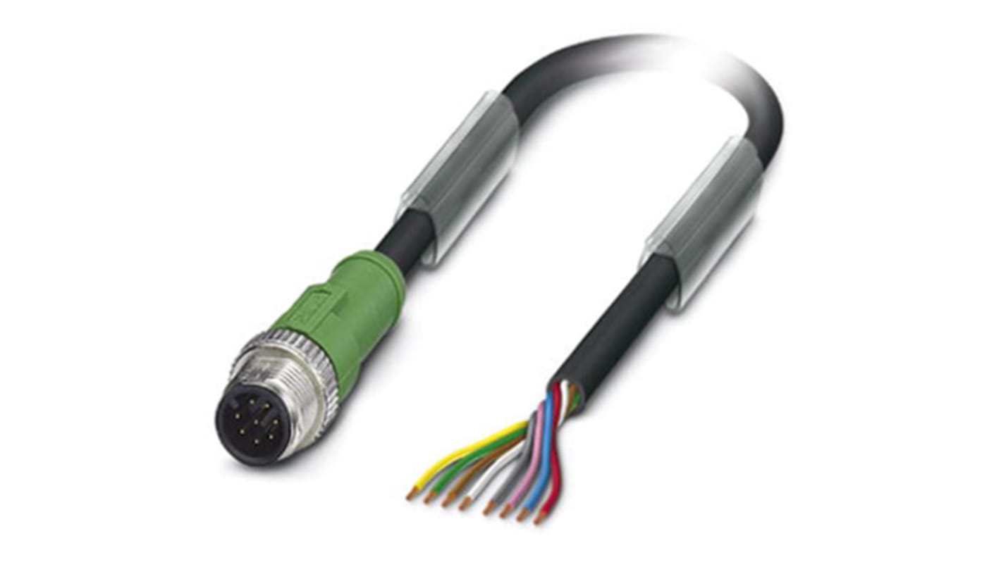 Phoenix Contact Male 8 way M12 to 8 way Unterminated Sensor Actuator Cable, 1.5m