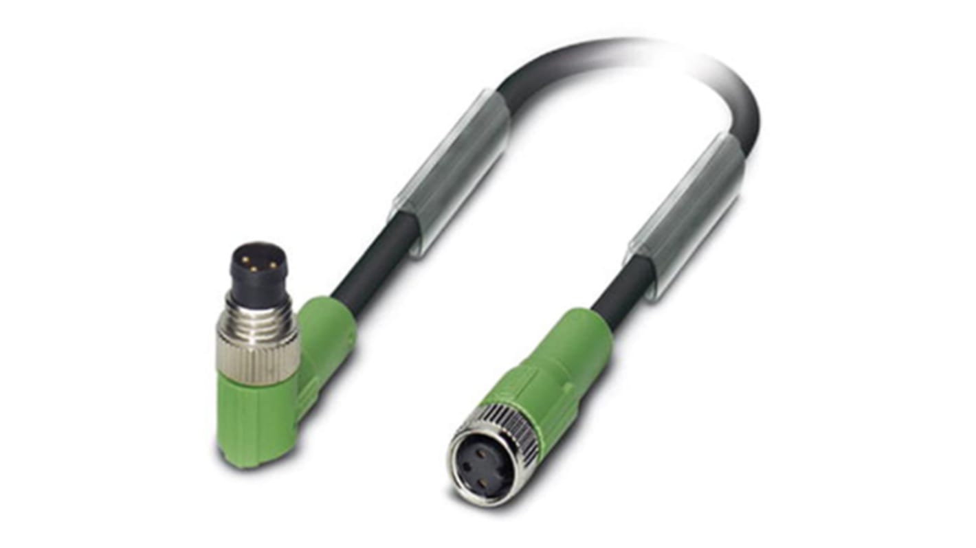 Cable de conexión Phoenix Contact, con. A M8 Macho, 3 polos, con. B M8 Hembra, 3 polos, long. 3m, 60 V, 4 A, IP65,