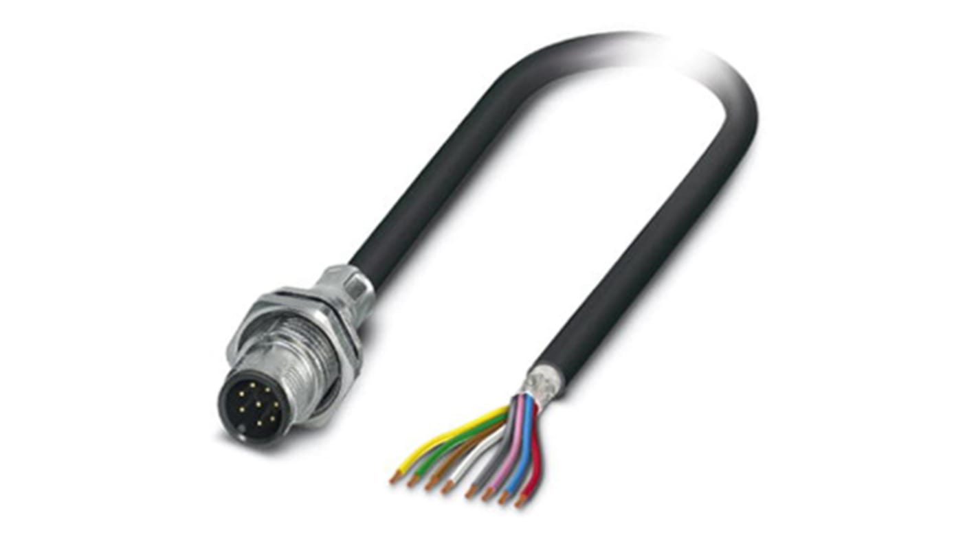 Phoenix Contact 8 way M12 to 8 way Unterminated Sensor Actuator Cable, 1m