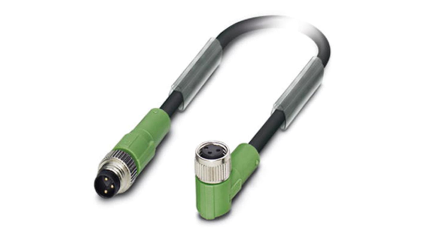 Cable de conexión Phoenix Contact, con. A M8 Macho, 3 polos, con. B M8 Hembra, 3 polos, long. 3m, 60 V, 4 A, IP65,