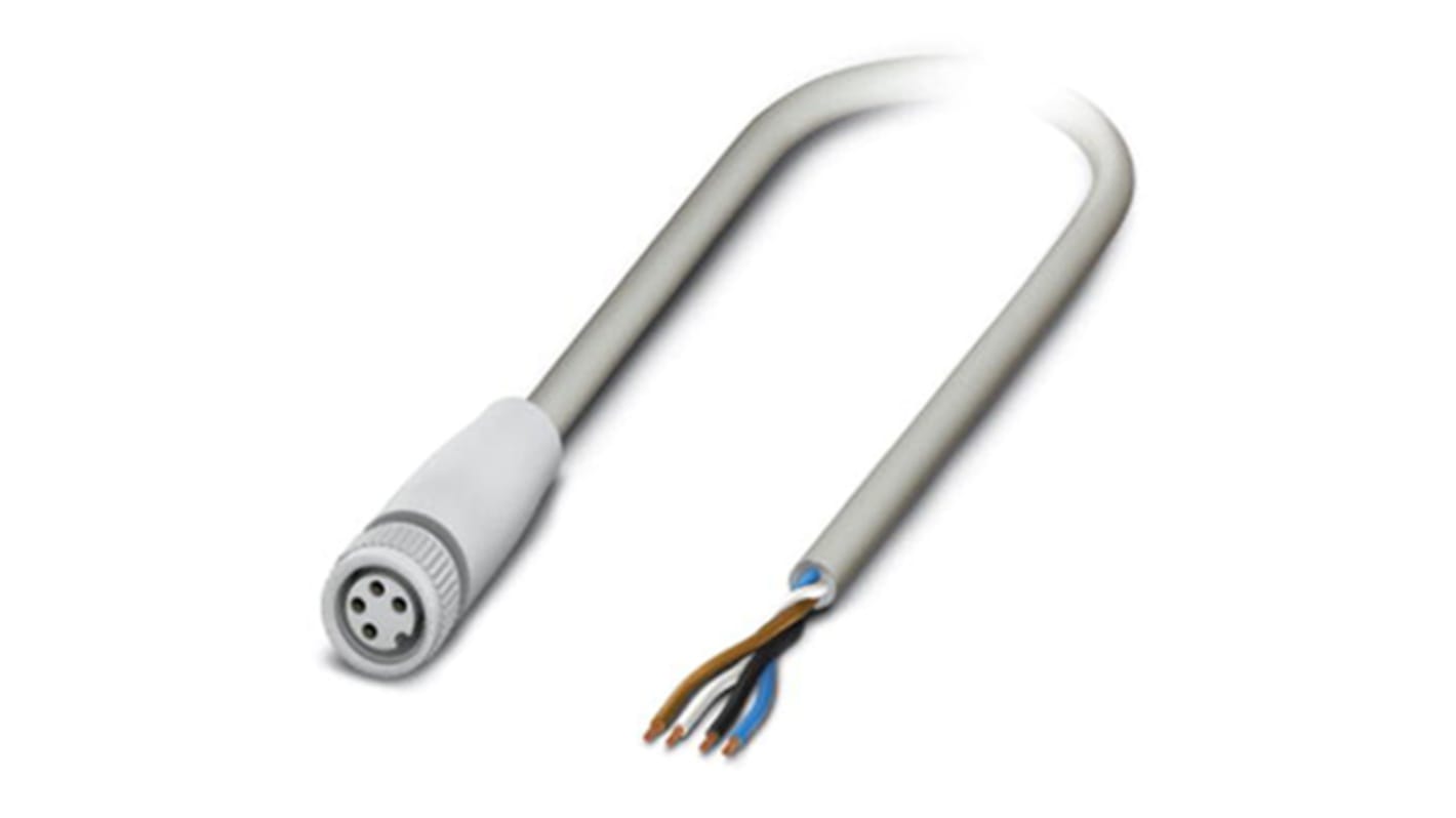 Cable de conexión Phoenix Contact, con. A M8 Hembra, 4 polos, con. B Sin terminación, 4 polos, long. 3m, 30 V, IP65,