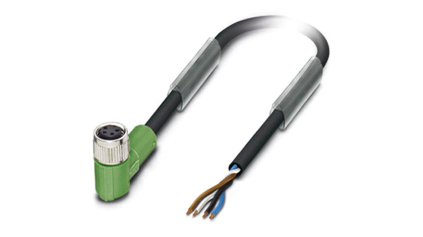 Cable de conexión Phoenix Contact, con. A M8, 4 polos, con. B Sin terminación, 4 polos, long. 2m, 30 V, 4 A, IP65,