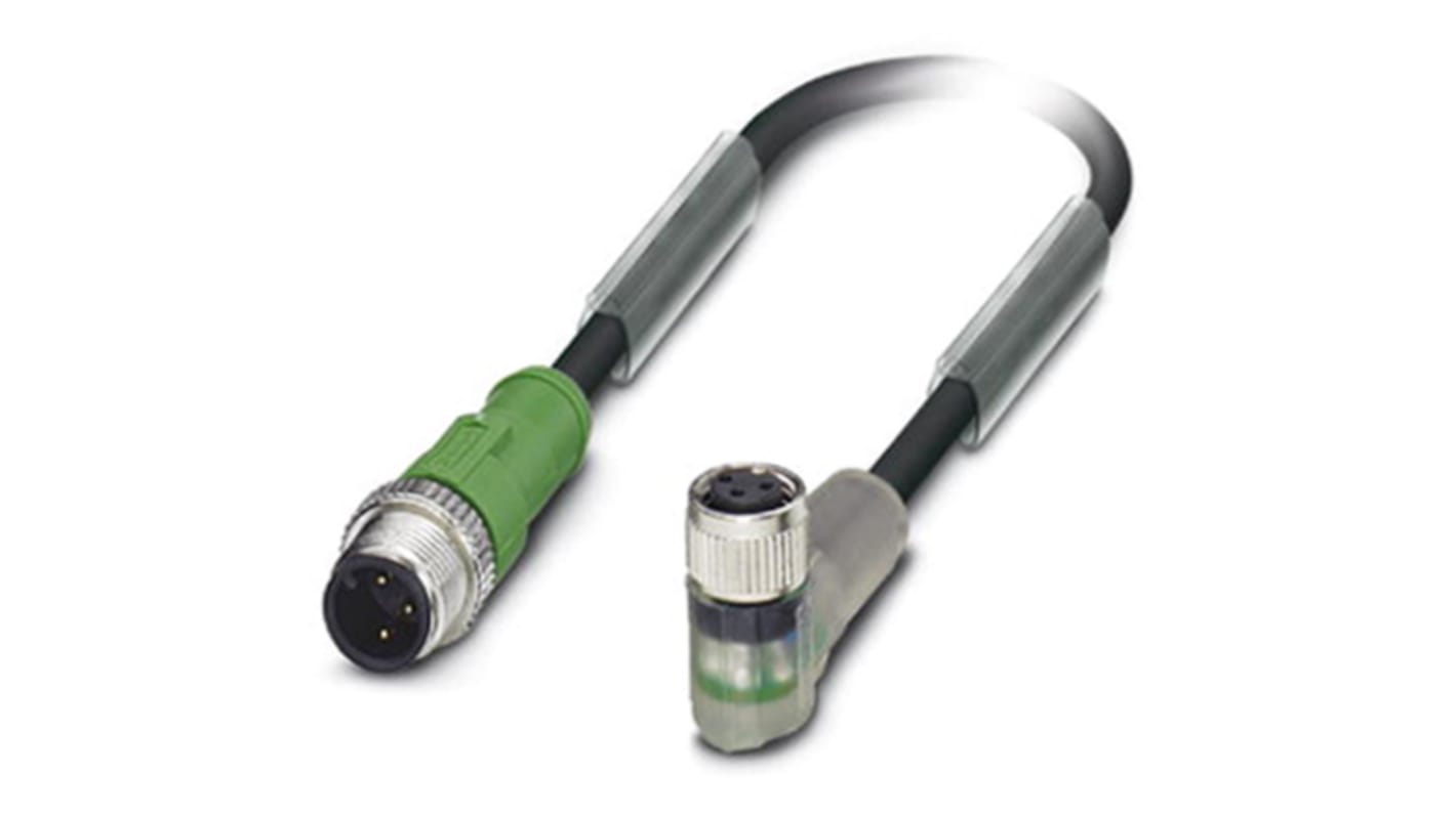 Cable de conexión Phoenix Contact, con. A M12 Macho, 3 polos, con. B M8 Hembra, 3 polos, cod.: A, long. 3m, 4 A, IP65,