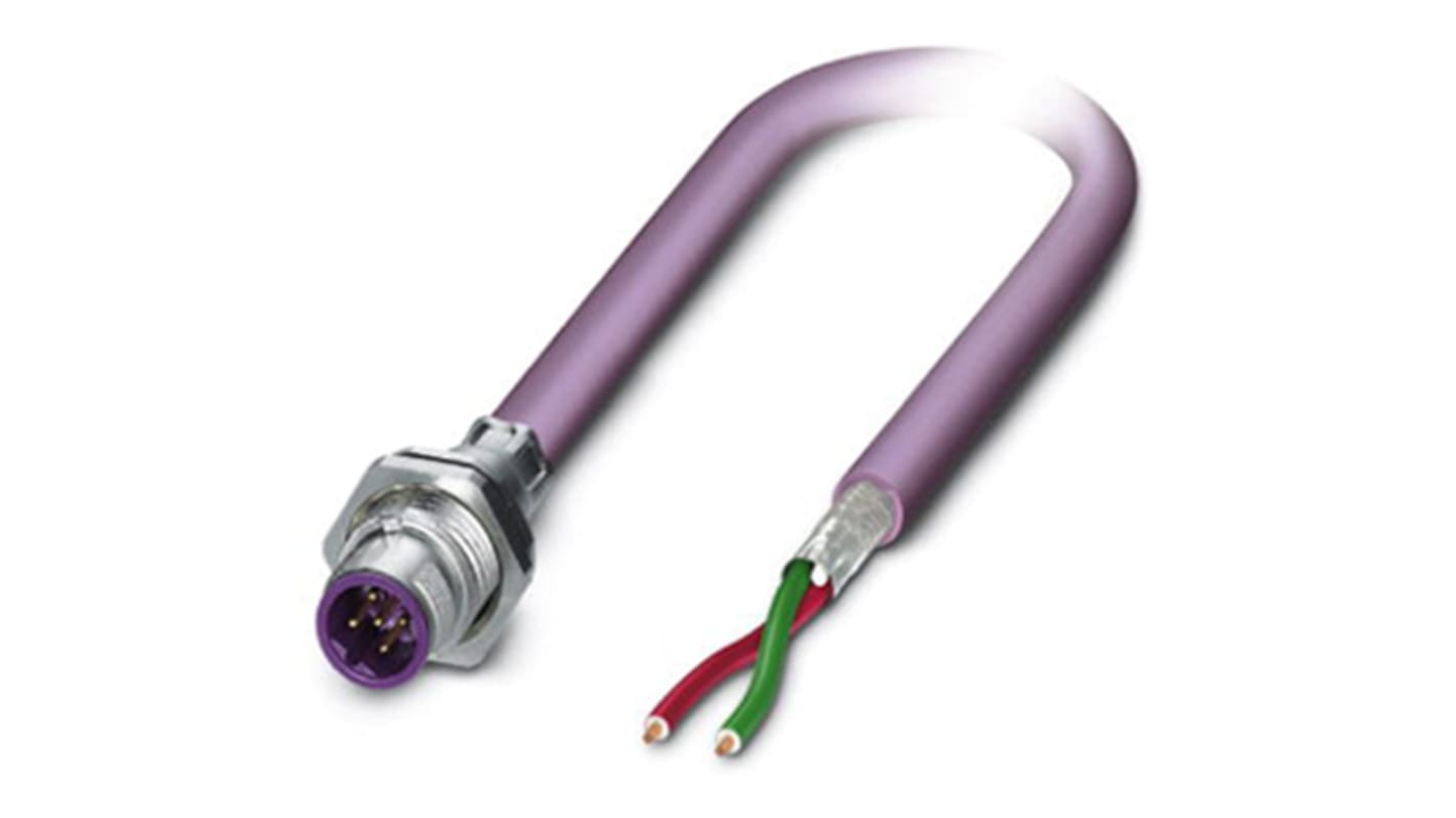 Cable de bus Phoenix Contact, con. A M12 Macho, 2 polos, con. B Sin terminación, 2 polos, long. 1m, 60 V, 4 A, IP67