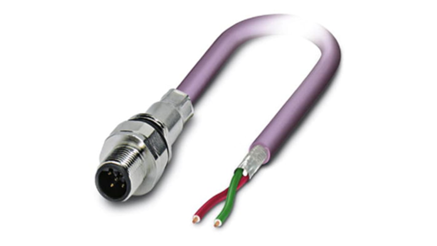 Cable de bus Phoenix Contact, con. A M12 Macho, 2 polos, con. B Sin terminación, 2 polos, long. 1m, 60 V, 4 A, IP67