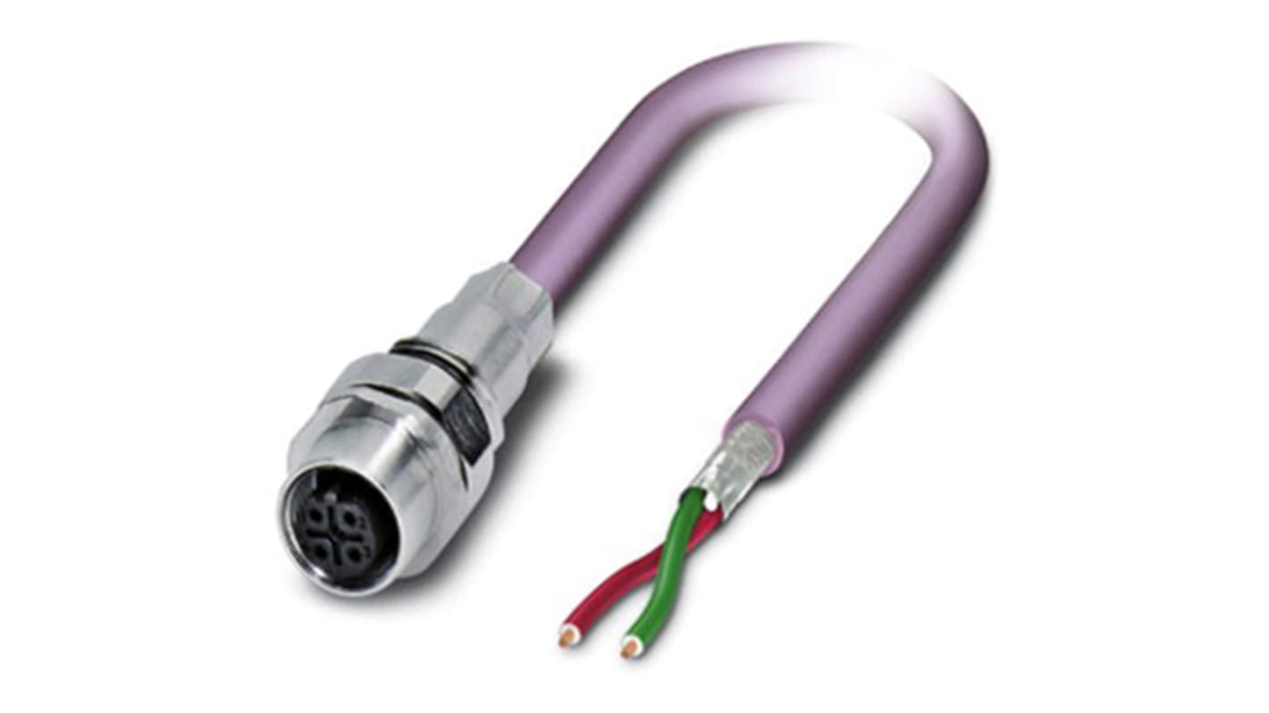 Phoenix Contact Female 2 way M12 to 2 way Unterminated Bus Cable, 1m