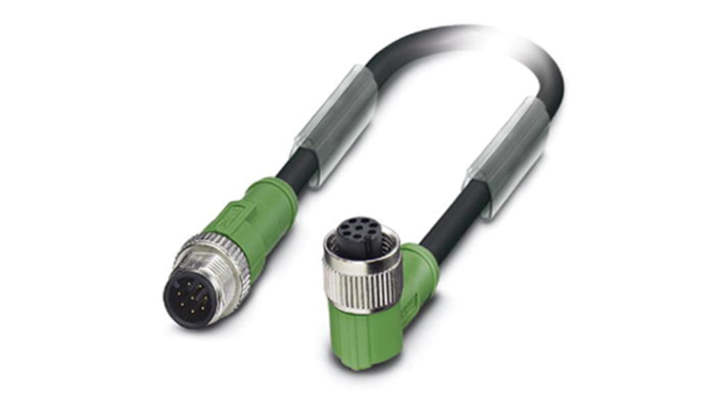 Cable de conexión Phoenix Contact, con. A M12 Macho, 8 polos, con. B M12 Hembra, 8 polos, cod.: A, long. 1.5m, 2 A,