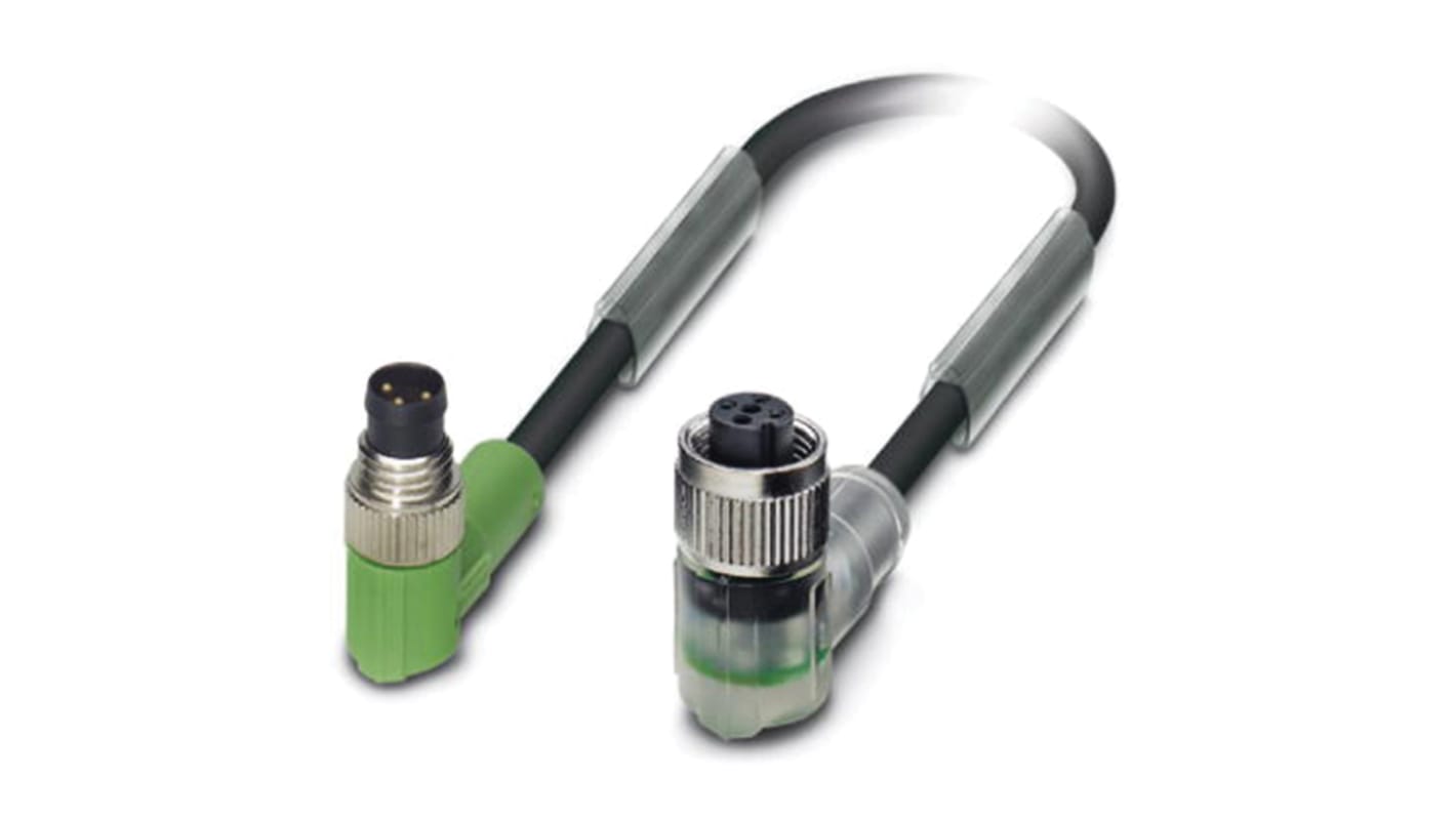 Cable de conexión Phoenix Contact, con. A M8 Macho, 3 polos, con. B M12 Hembra, 3 polos, cod.: A, long. 600mm, 24 V, 4