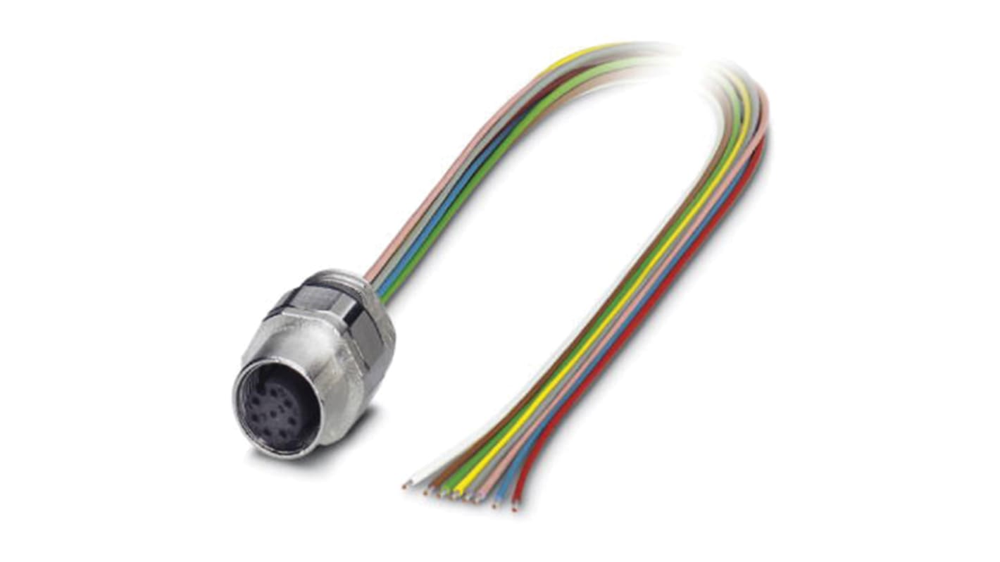 Cable de conexión Phoenix Contact, con. A M12 Hembra, 8 polos, con. B M12 Hembra, 8 polos, long. 500mm, 30 V, 2 A, IP67