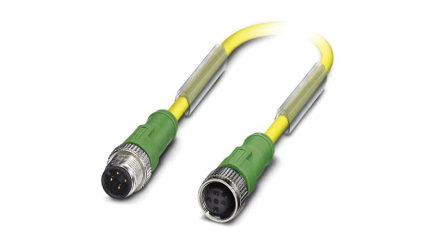 Cable de conexión Phoenix Contact, con. A M12 Macho, 4 polos, con. B M12 Hembra, 4 polos, cod.: A, long. 300mm, 250 V,