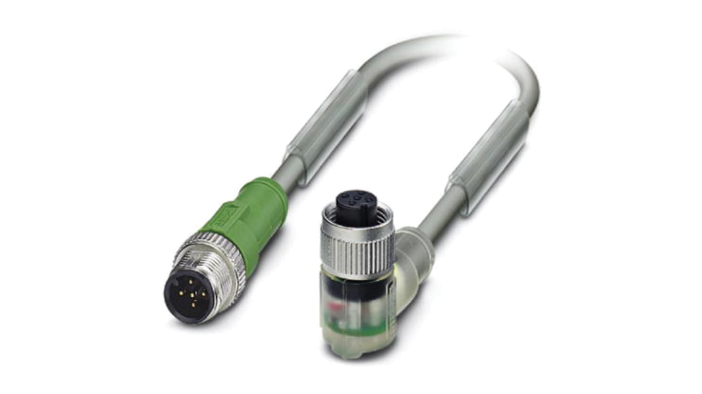 Cable de conexión Phoenix Contact, con. A M12 Macho, 5 polos, con. B M12 Hembra, 5 polos, cod.: A, long. 300mm, 24 V,