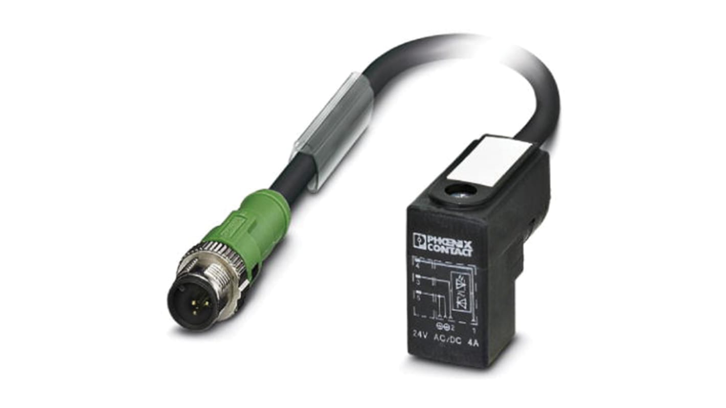 Cable de conexión Phoenix Contact, con. A DIN 43650 forma C Macho, con. B M12 Macho, 3 polos, cod.: A, long. 300mm