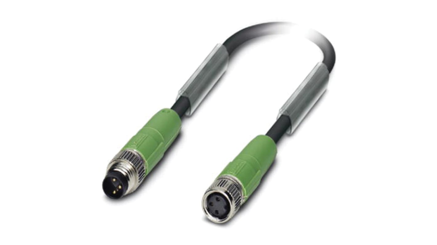 Cable de conexión Phoenix Contact, con. A M8 Macho, 3 polos, con. B M8 Hembra, 3 polos, long. 600mm, 60 V, 4 A, IP65,