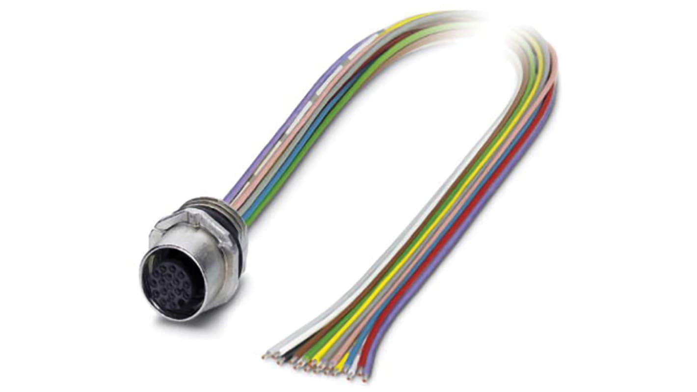 Cable de conexión Phoenix Contact, con. A M12 Hembra, 17 polos, long. 500mm, 30 V, 1,5 A, IP67, IP69K