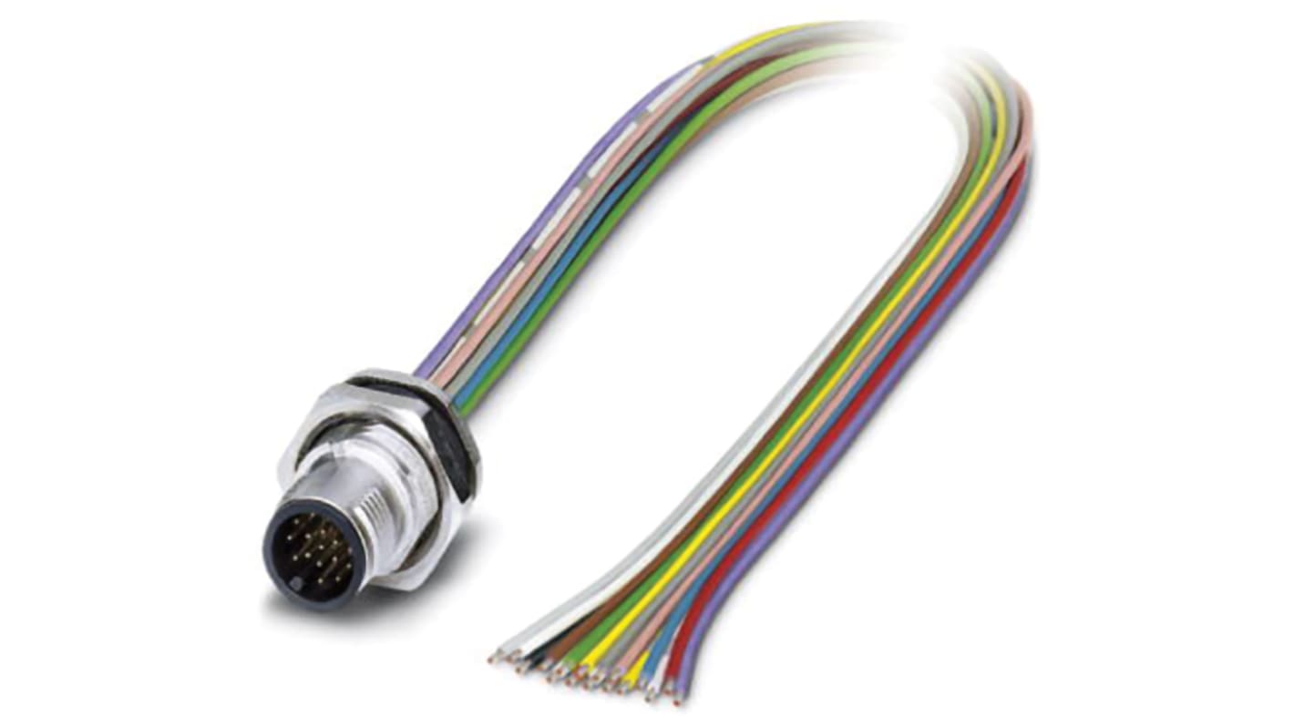 Cable de conexión Phoenix Contact, con. A M12 Macho, 17 polos, long. 500mm, 30 V, 1,5 A, IP67