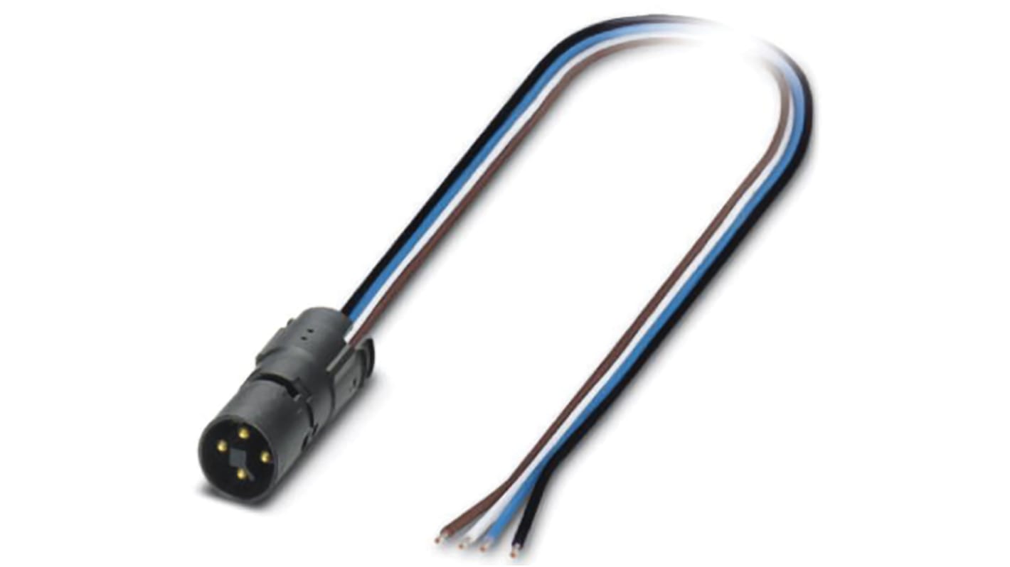 Phoenix Contact Straight Male 4 way M12 to Unterminated Sensor Actuator Cable, 500mm