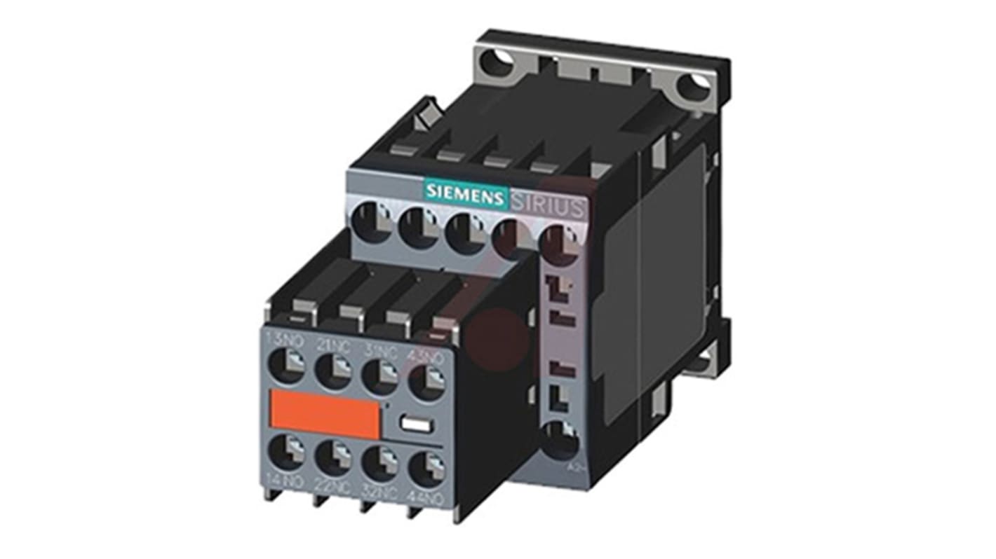 Contattore Siemens, serie 3RT2, 3 poli, 3 NA, 9 A, 4 kW, bobina 24 V c.c.