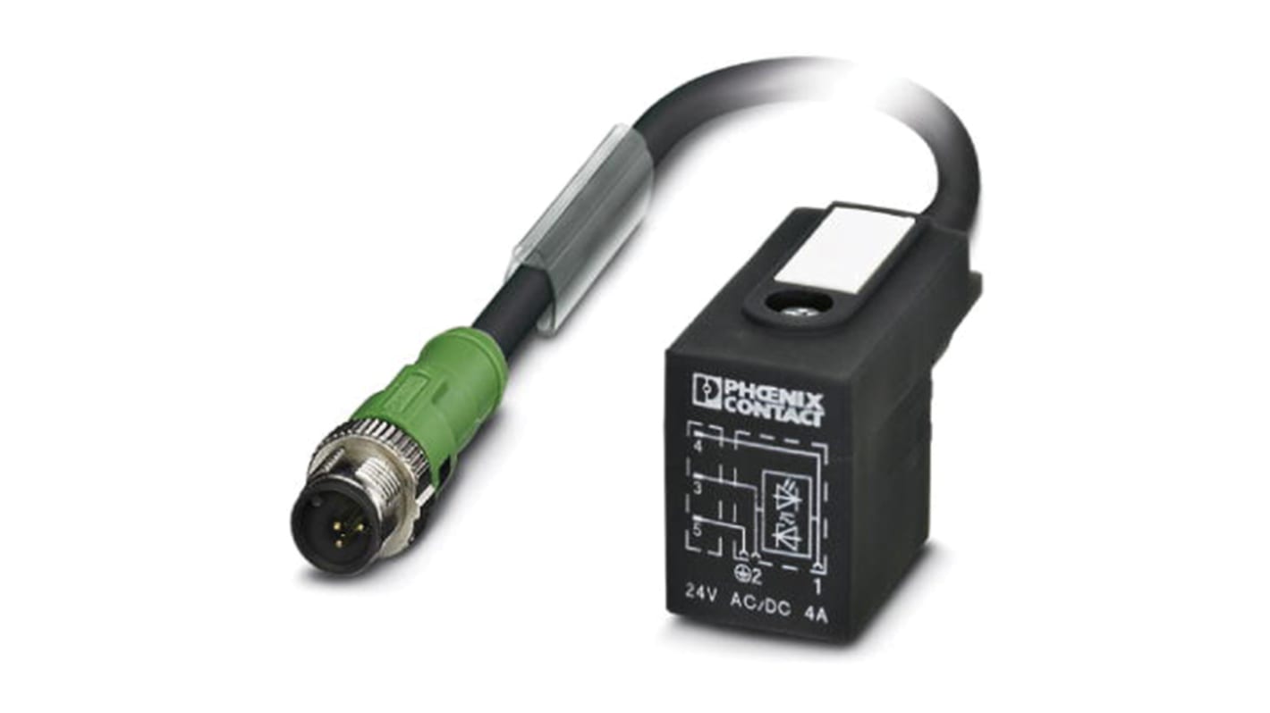 Cable de conexión Phoenix Contact, con. A M12 Macho, 3 polos, con. B DIN 43650 forma BI, cod.: A, long. 300mm, 24 V, 4