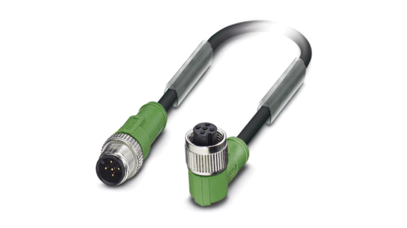 Cable de conexión Phoenix Contact, con. A M12 Macho, 5 polos, con. B M12 Hembra, 5 polos, cod.: A, long. 600mm, 48 V,