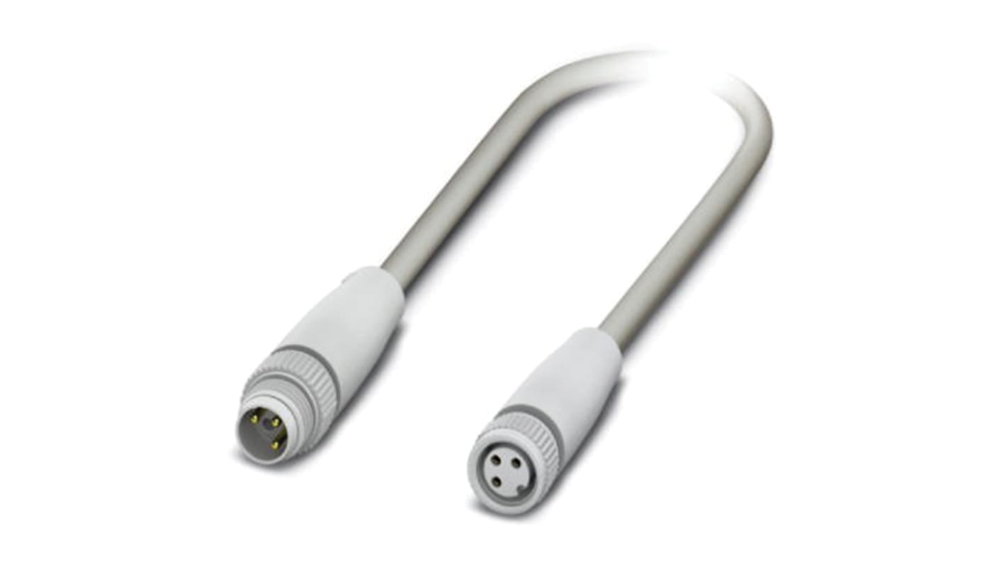 Cable de conexión Phoenix Contact, con. A M8 Macho, 3 polos, con. B M8 Hembra, 3 polos, long. 1.5m, 60 V, 4 A, IP65,