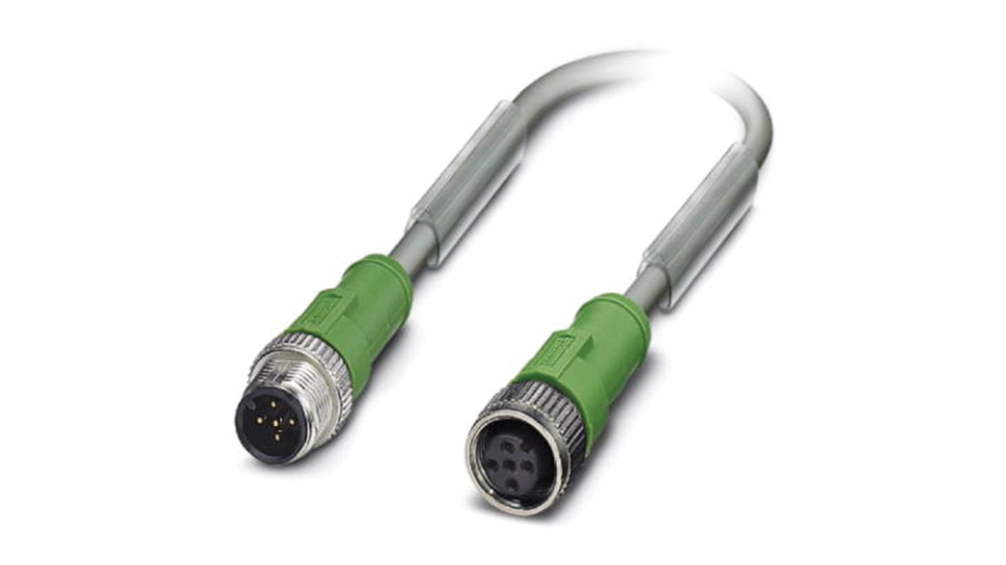 Cable de conexión Phoenix Contact, con. A M12 Macho, 4 polos, con. B M12 Hembra, 4 polos, cod.: A, long. 600mm, 60 V,