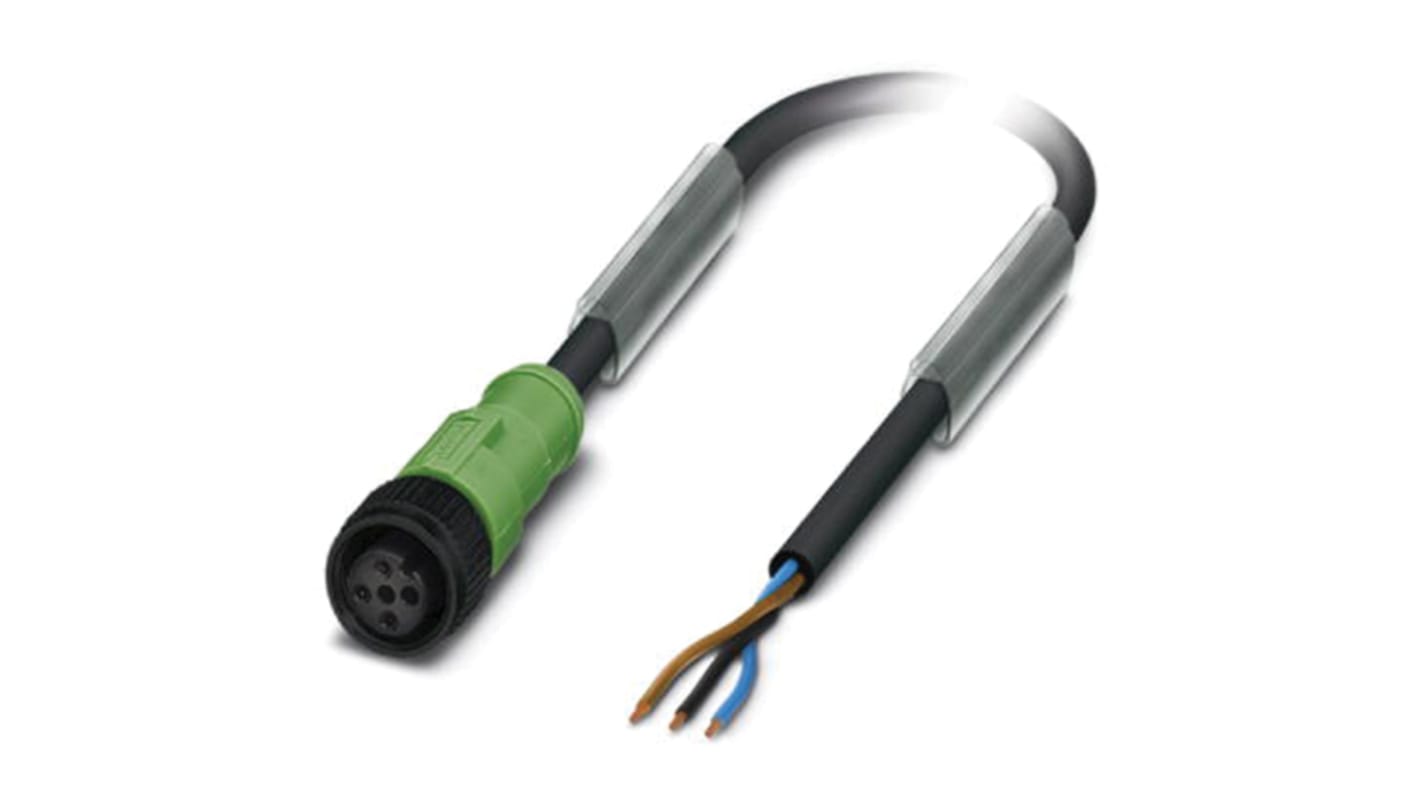 Cable de conexión Phoenix Contact, con. A M12 Hembra, 3 polos, cod.: A, long. 1.5m, 250 V, 4 A, IP65, IP67, IP68