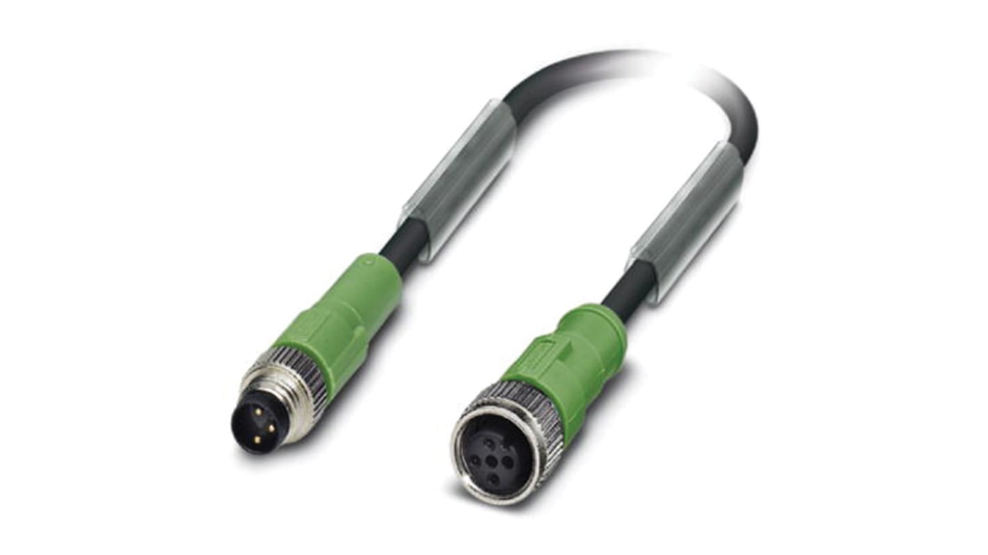 Cable de conexión Phoenix Contact, con. A M8 Macho, 3 polos, con. B M12 Hembra, 3 polos, cod.: A, long. 1.5m, 60 V, 4