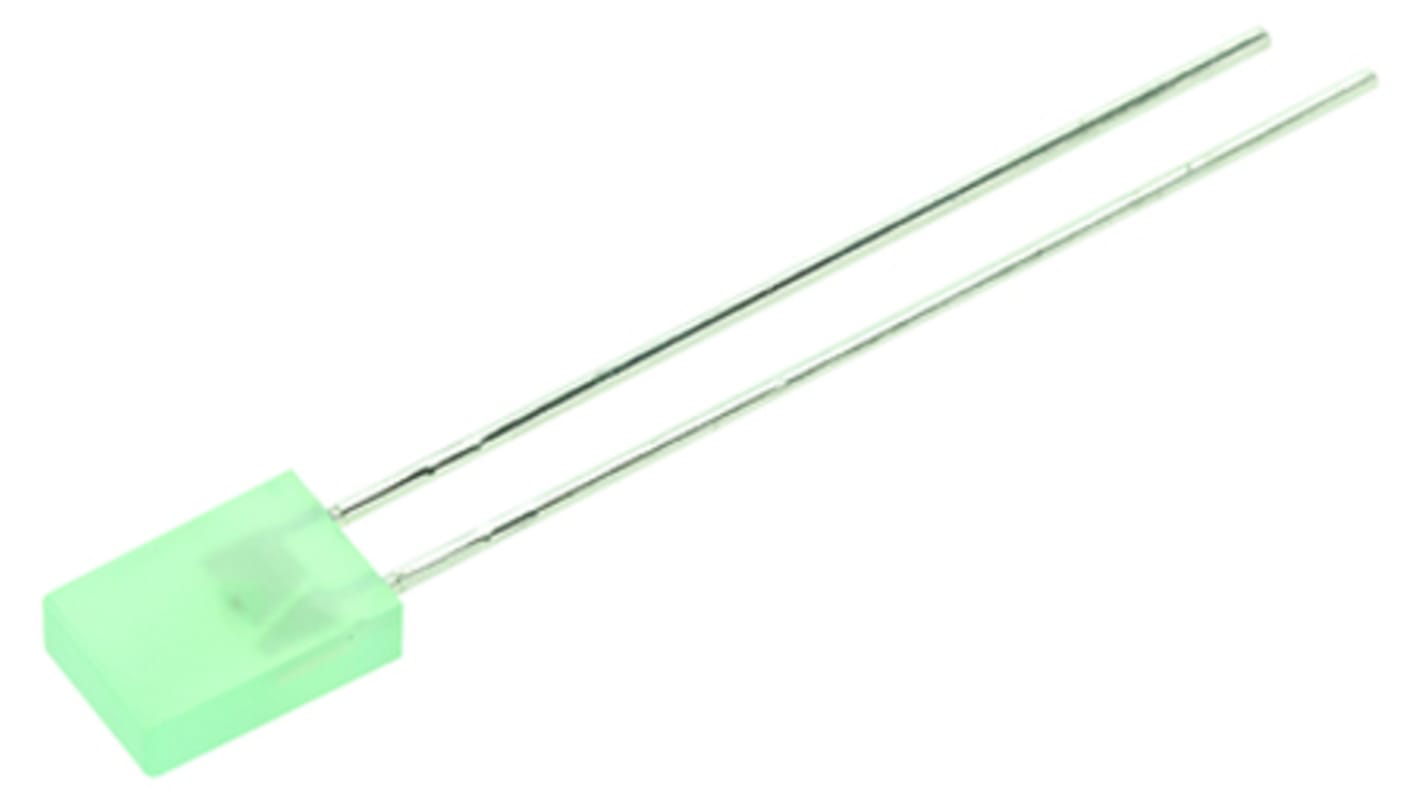 LED Kingbright, Verde, 568 nm, Vf= 2,5 V, 70°, mont. pasante, encapsulado Rectangular