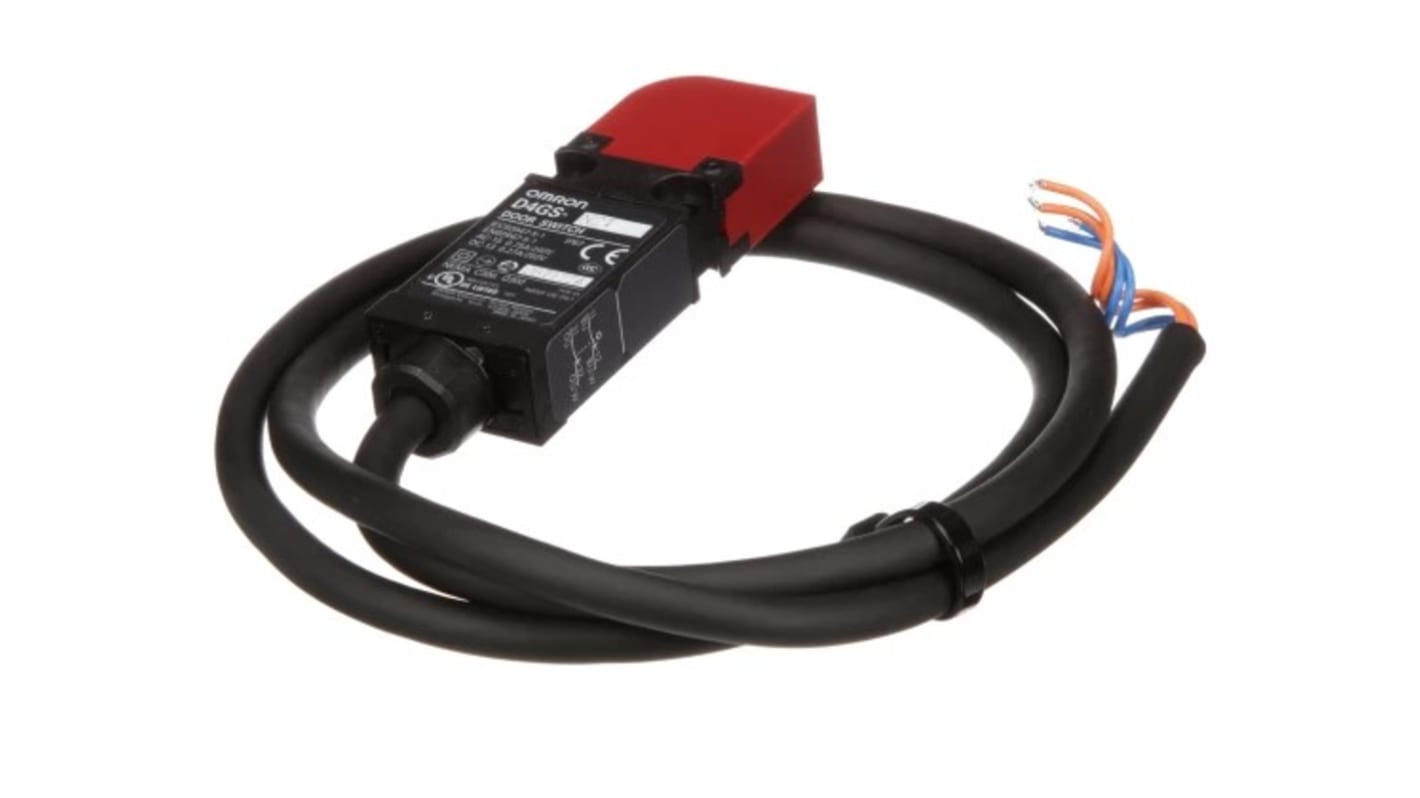 Interruptor de Bloqueo de Seguridad Omron D4GS-N2T, Cable, 2, 2NC, 2,5 A, 240V, 250V, 1 NC, 1 NC, Plástico, Llave,