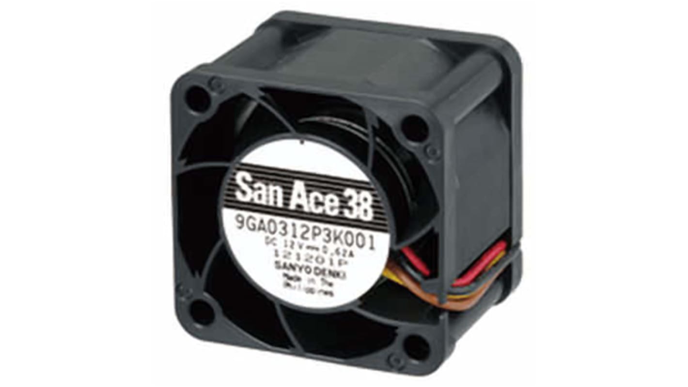 Sanyo Denki San Ace 9GA DC-Axiallüfter, Kugellager, 12 V dc / 4W, 38 x 38 x 28mm, 19000U/min, 27m³/h