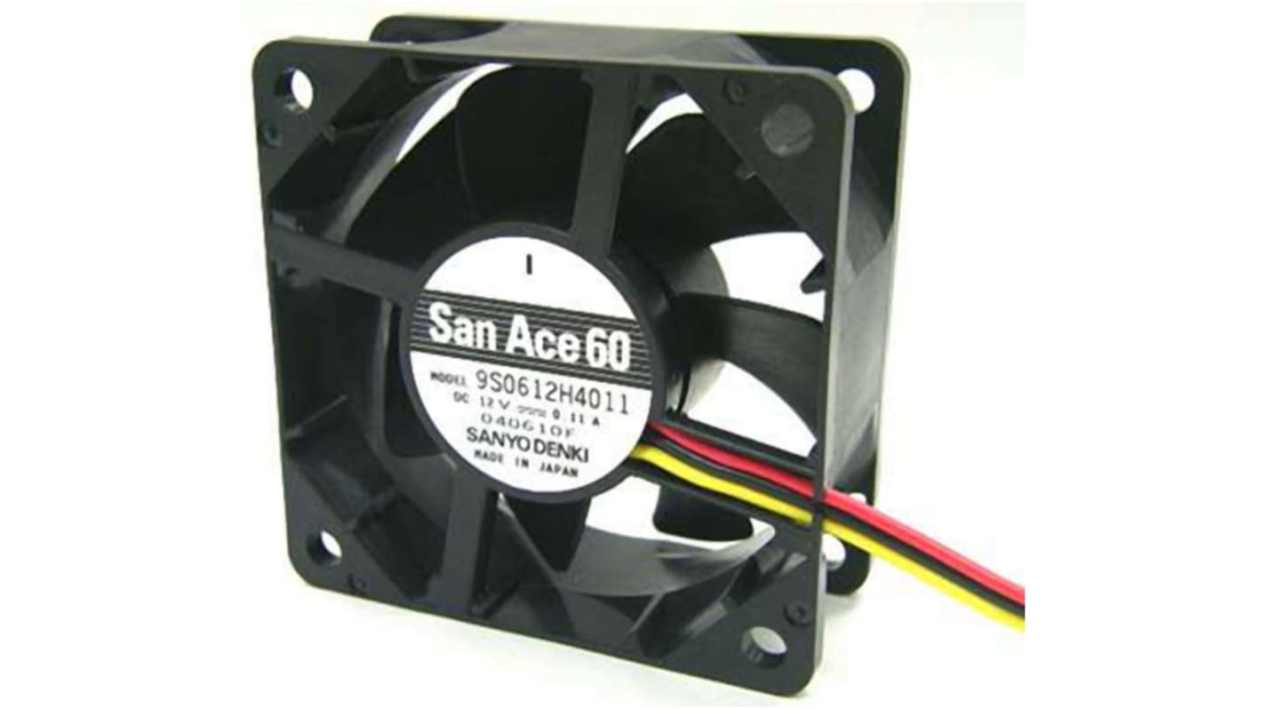 Sanyo Denki San Ace 9S DC-Axiallüfter, Kugellager, 12 V dc / 2.4W, 60 x 60 x 25mm, 5000U/min, 44m³/h