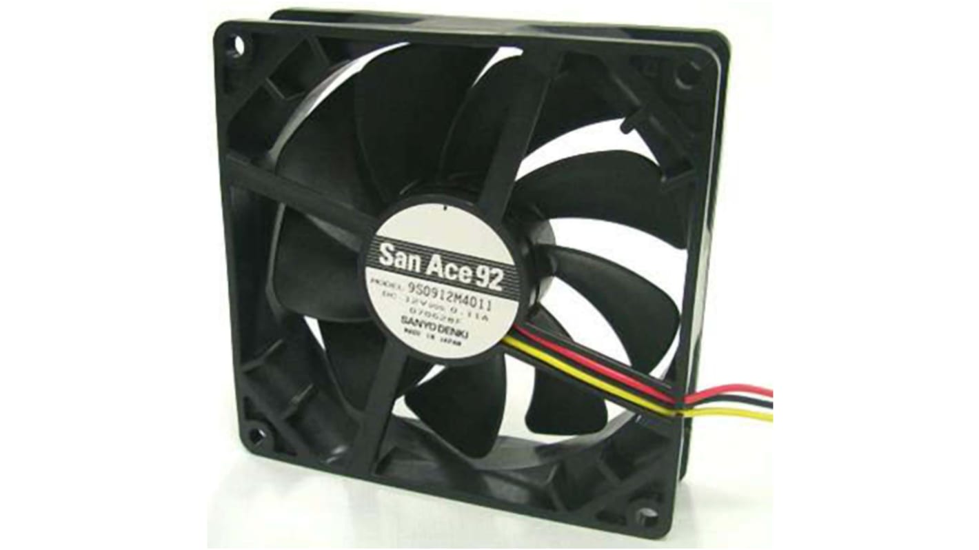 Ventilador Axial Sanyo Denki San Ace 9S de 92 x 92 x 25mm, 24 V dc, 2.16W, 2650rpm, caudal 76m³/h, 27dB, salida