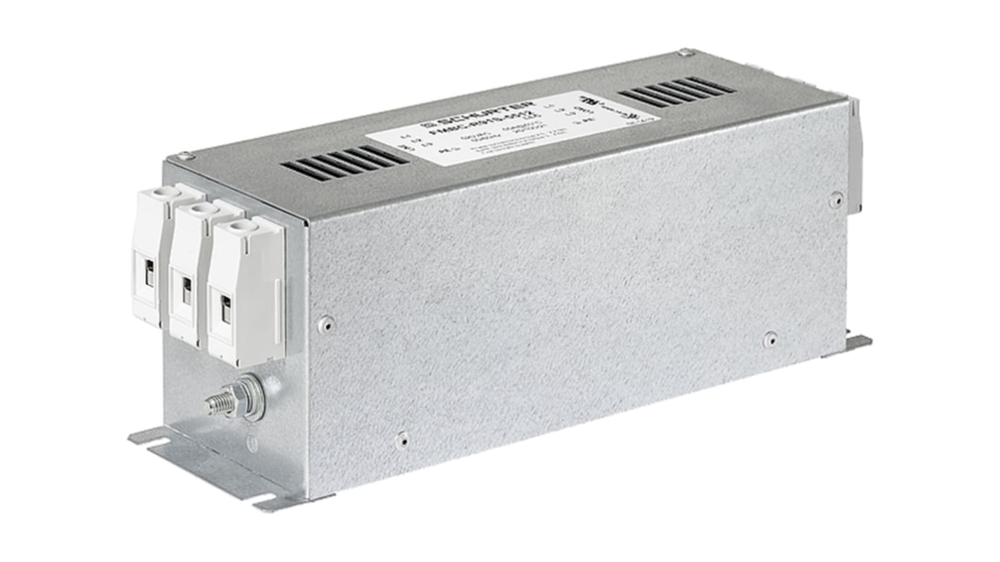 Schurter FMBC LL Serien RFI-filter, Chassismontering, 16A, 520 V ac, 50 → 60Hz, Terminering: Skrue, Antal faser: