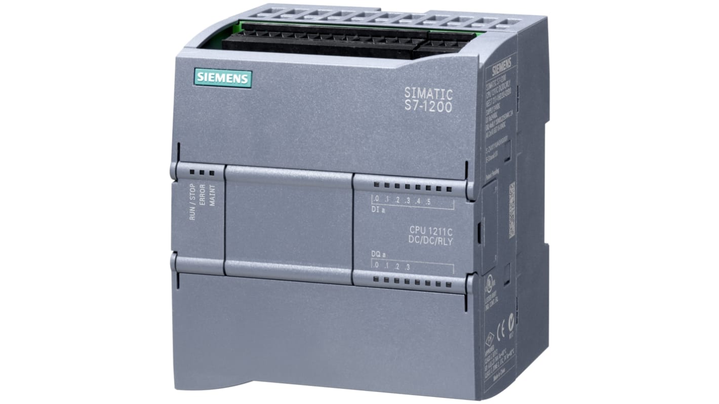 Sterownik programowalny PLC Siemens SIMATIC S7-1200 6 (cyfrowe, 2 przełączniki jako analogowe) 4 (wyjście cyfrowe,