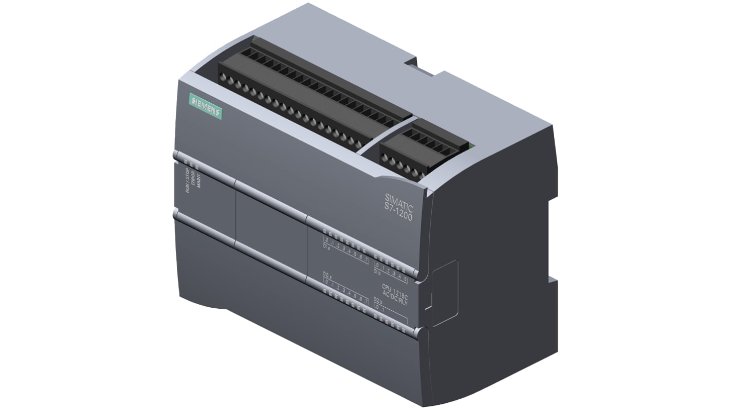 Siemens PLC CPU SIMATIC S7-1200, Ethernet PROFINET, kapacitás: 100 kB, 24 I/O elem, 4 MB, Din-Sín, Falra Szerelhető,