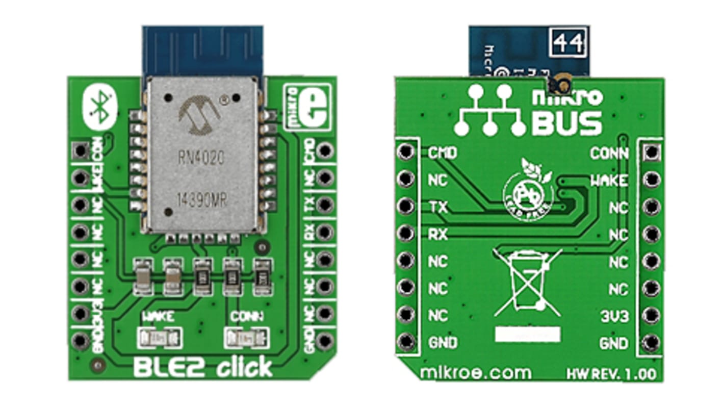 Komunikační a bezdrátový vývojový nástroj, Bluetooth Smart (BLE), BLE2 click, MikroElektronika