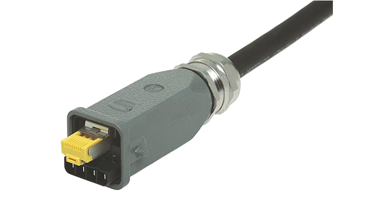 Connettore RJ45 Maschio HARTING Cat6, 4 (alimentazione), 8 (dati) vie, Montaggio su cavo