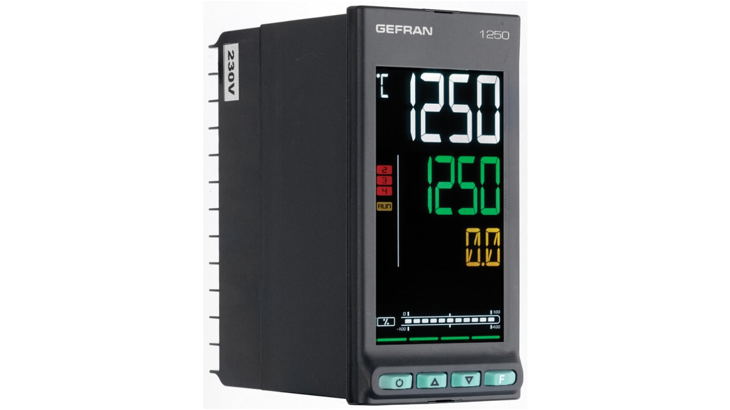 Gefran 1250 PID Temperature Controller, 48 x 96mm, 3 Output Relay, 100 → 240 V ac Supply Voltage