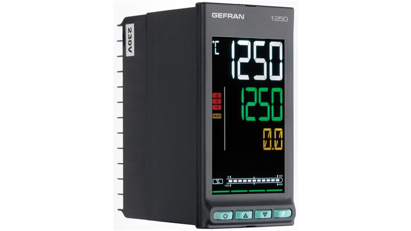 Gefran 1250 PID Temperature Controller, 48 x 96mm, 3 Output Relay, 20 → 27 V ac/dc Supply Voltage