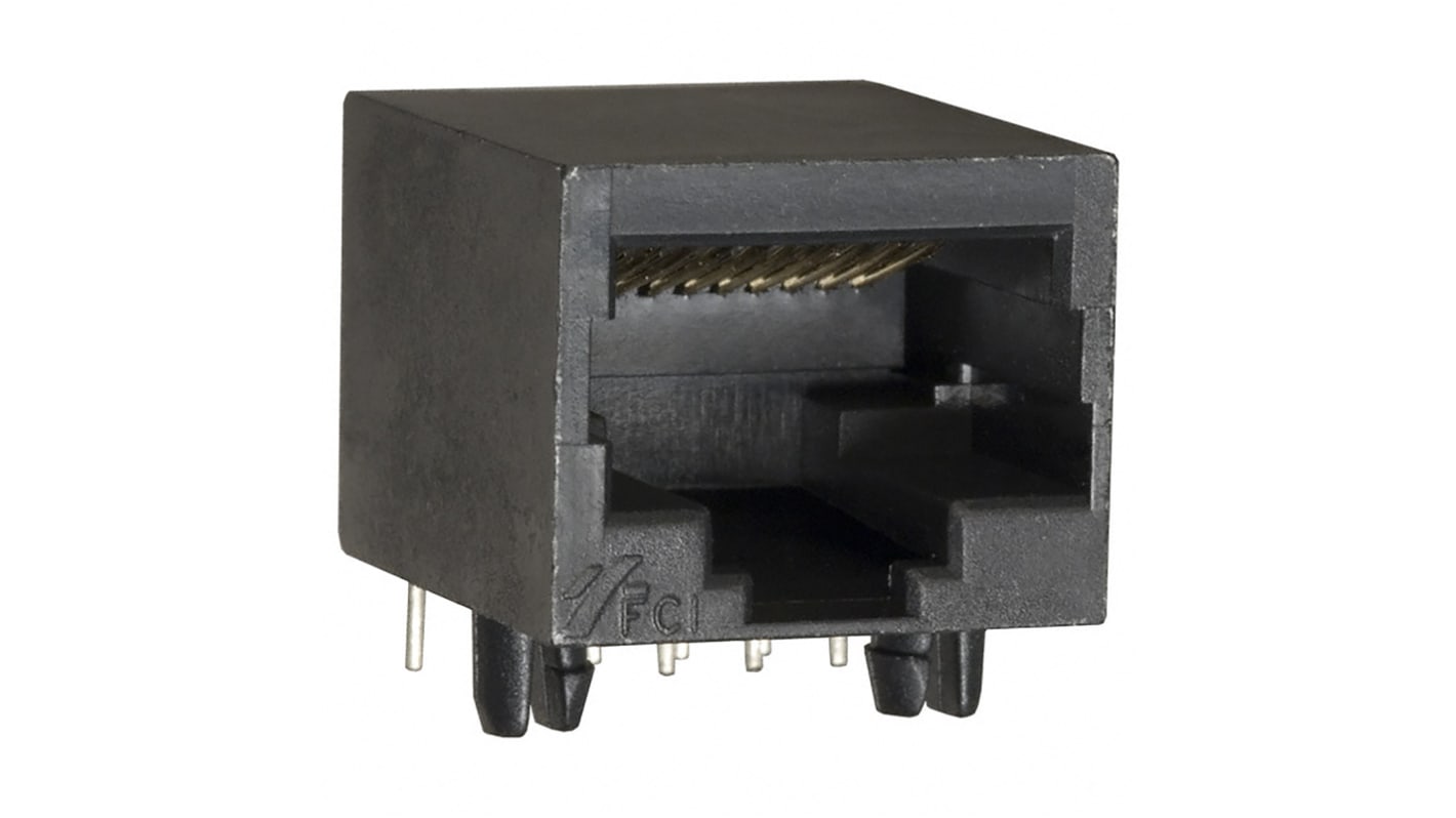 Amphenol FCI RJ45 csatlakozó 10P10C utas Cat3, Derékszögű, Nő 54602